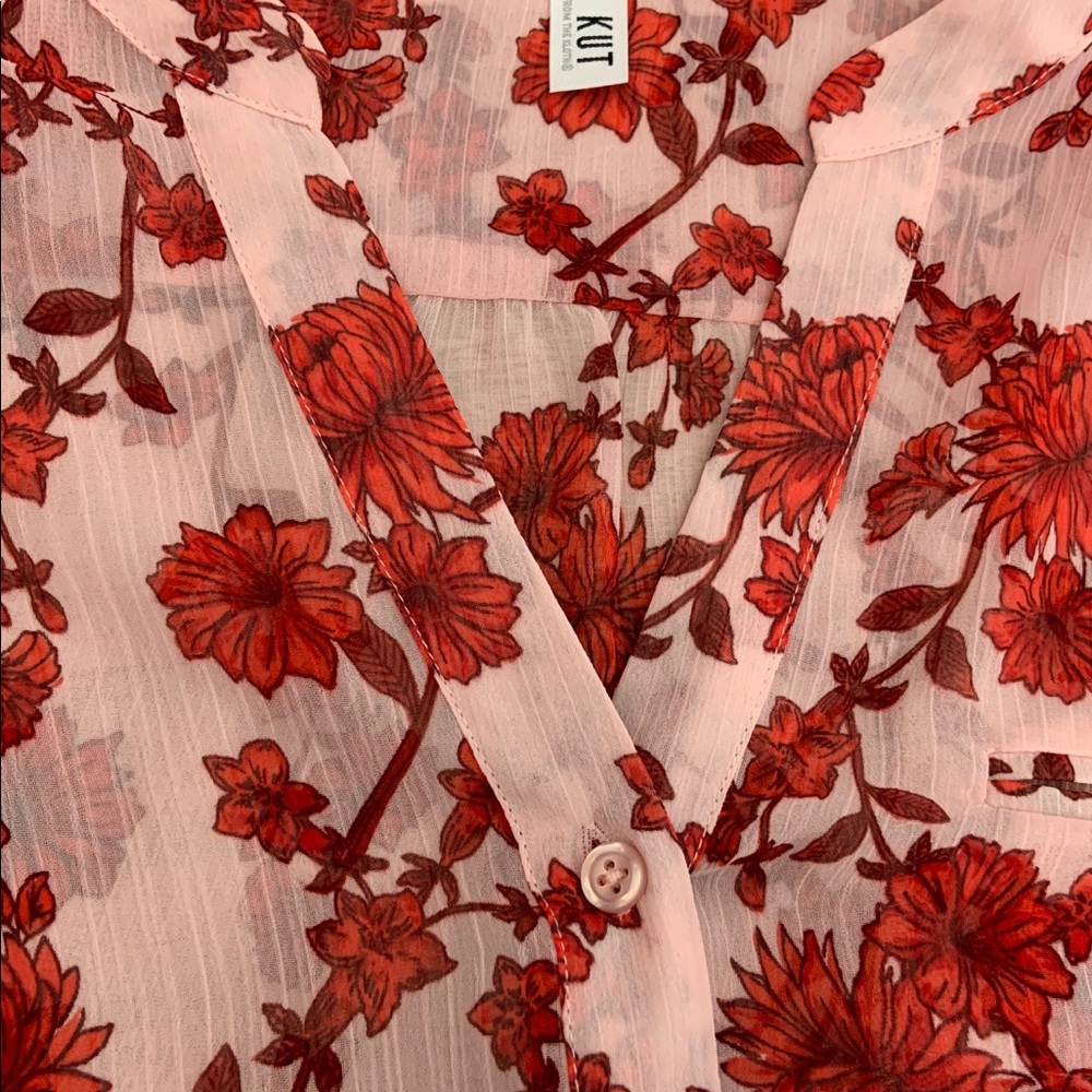 Beautiful pink and red floral blouse.